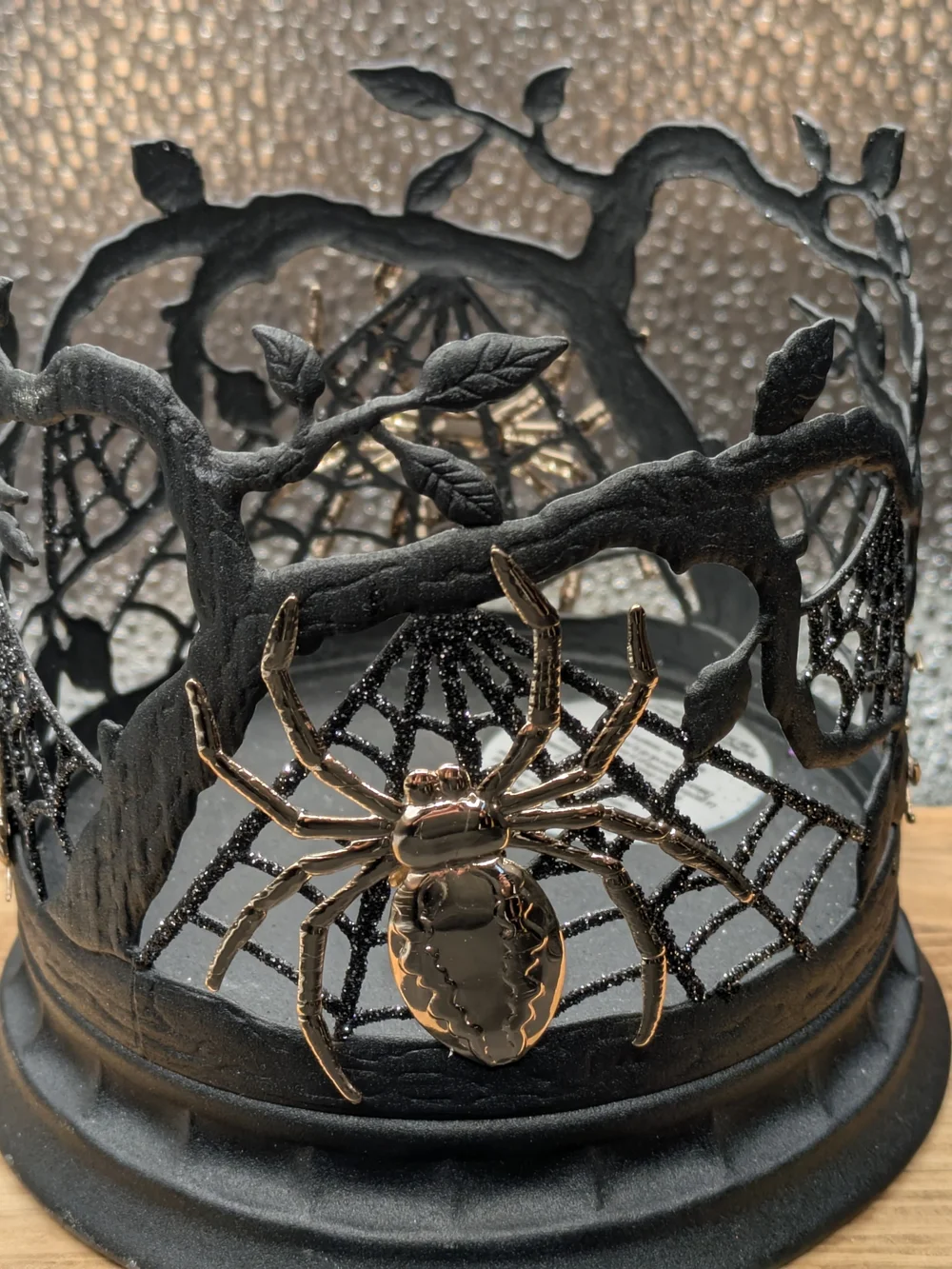 Bath & Body Works Black and Gold Spider Web Candle Holder
